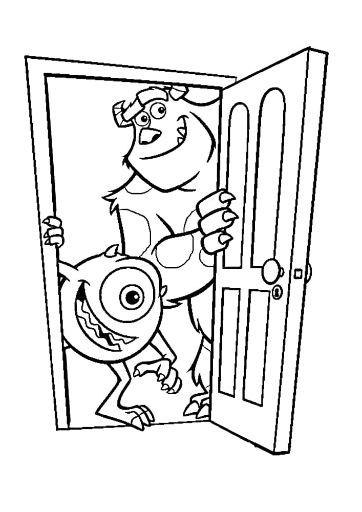 Mike und Sally öffnen die Tür, um Baby Boo zu holen